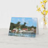 ドッキングされたボートアンティグア カード (黄色い花)