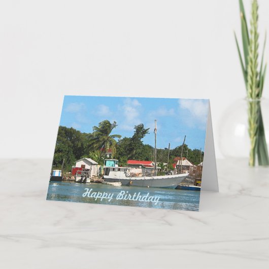 ドッキングされたボートアンティグア カード (正面)