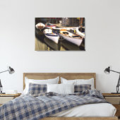 ドッキングされた4つのボートを囲む霧。 キャンバスプリント (インサイチュ (寝室))