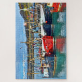 ドッキングカラフルボートビーチ横 ジグソーパズル (縦)