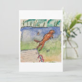 ドックから飛び跳ねる犬のグリーティングカード 招待状 (スタンド正面)