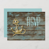 ドックウッドビーチアンカー Nautical 結婚式の招待状 インビテーションポストカード (正面/裏面)