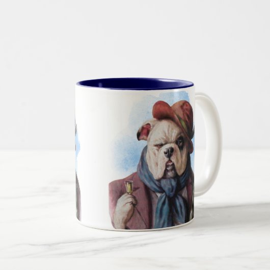 ドッグおもしろいビールバー常連 ツートーンマグカップ (正面右)