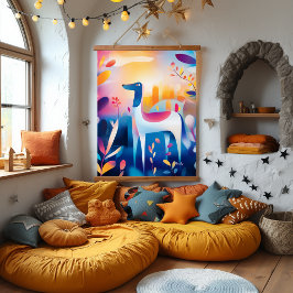 ドッグお洒落イン自然イラストレーション 吊り下げ型タペストリー