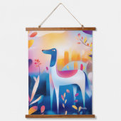 ドッグお洒落イン自然イラストレーション 吊り下げ型タペストリー (正面)