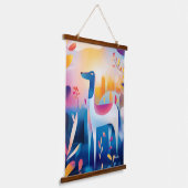 ドッグお洒落イン自然イラストレーション 吊り下げ型タペストリー (傾斜あり)