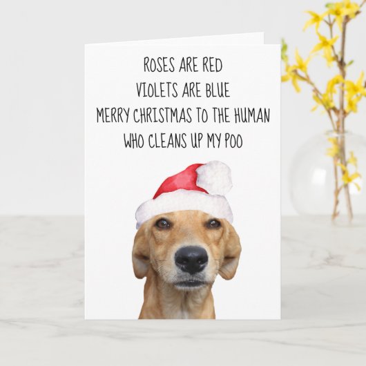 ドッグからのメリークリスマスおもしろい カード (黄色い花)