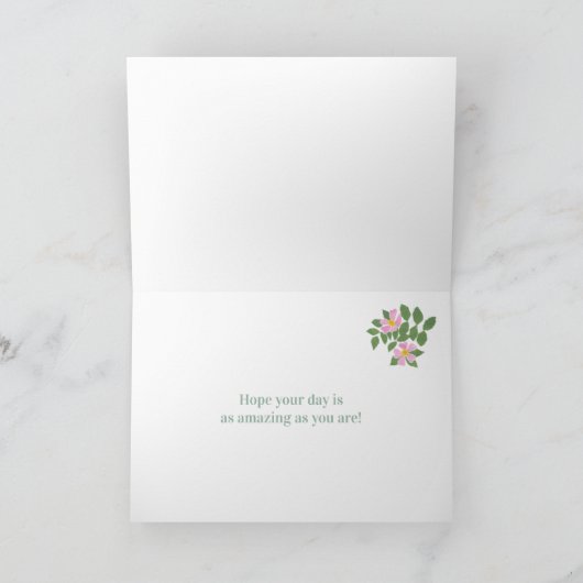 ドッグと娘の誕生日バラハートバンティング カード (内部)