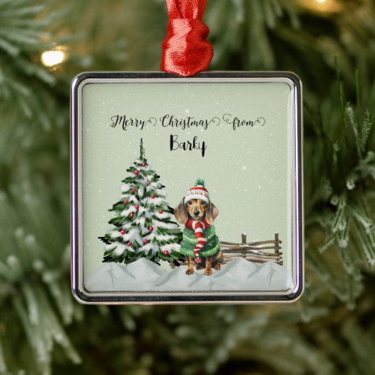ドッグの名からメリークリスマス メタルオーナメント (ツリー)