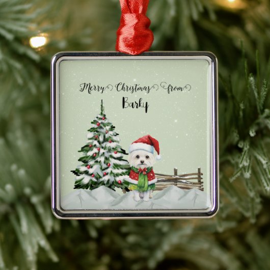 ドッグの名からメリークリスマス メタルオーナメント (ツリー)