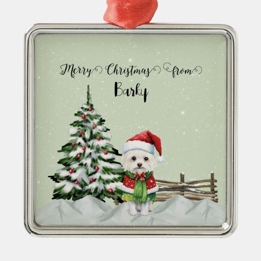 ドッグの名からメリークリスマス メタルオーナメント (正面)
