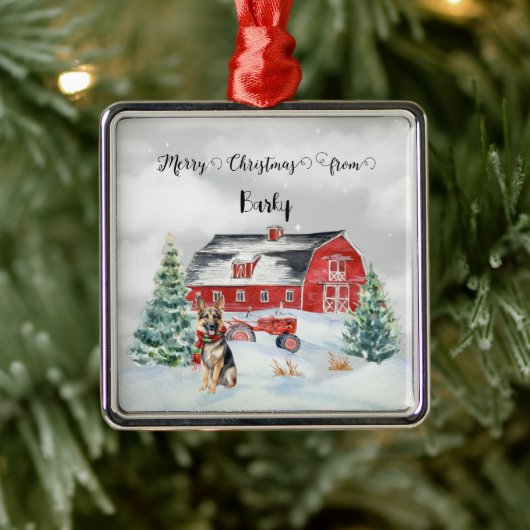 ドッグの名からメリークリスマス メタルオーナメント (ツリー)