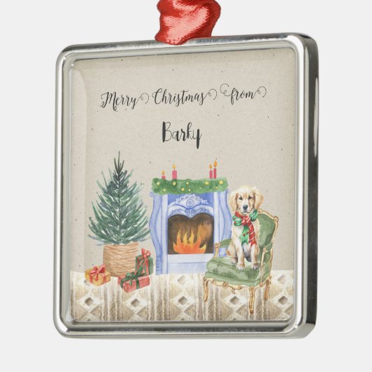 ドッグの名からメリークリスマス メタルオーナメント (左)