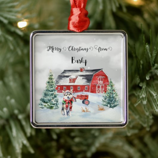 ドッグの名からメリークリスマス メタルオーナメント (ツリー)