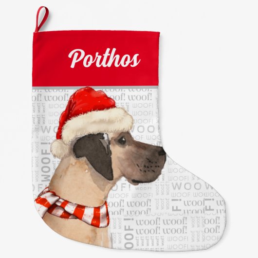 ドッグの名のクリスマス・グレート・ダン ラージクリスマスストッキング (正面)