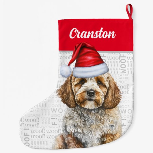 ドッグの名を冠したクリスマスコックポウサンタ ラージクリスマスストッキング (裏面)