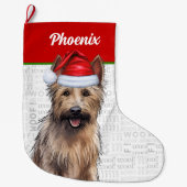 ドッグの名前とクリスマスバーガーのピカード ラージクリスマスストッキング (正面)