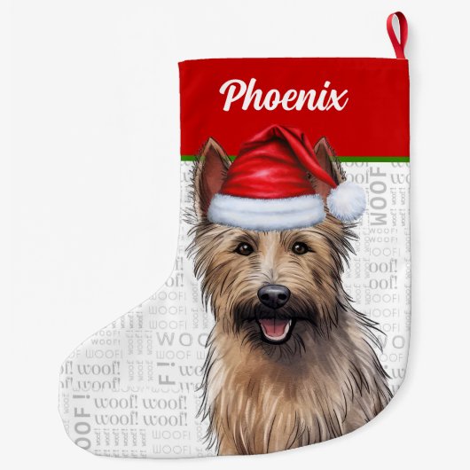 ドッグの名前とクリスマスバーガーのピカード ラージクリスマスストッキング (裏面)