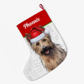 ドッグの名前とクリスマスバーガーのピカード ラージクリスマスストッキング (裏面 (吊り時))
