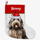 ドッグの名前とクリスマスベルガマスコ ラージクリスマスストッキング (正面)