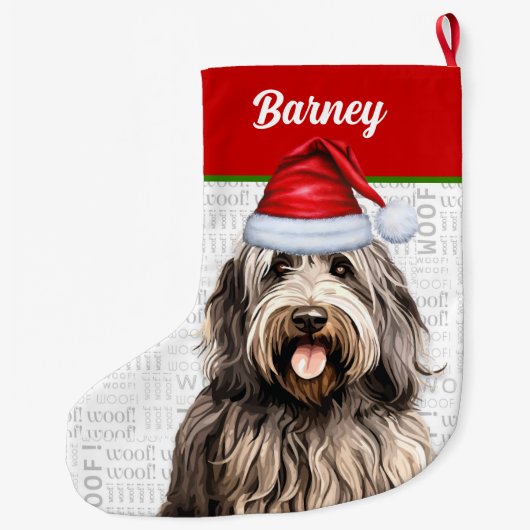 ドッグの名前とクリスマスベルガマスコ ラージクリスマスストッキング (裏面)
