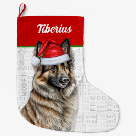 ドッグの名前とクリスマスベルギーテルブレン ラージクリスマスストッキング