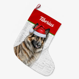ドッグの名前とクリスマスベルギーテルブレン ラージクリスマスストッキング
