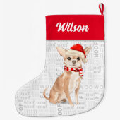 ドッグの名前とクリスマスChihuahua ラージクリスマスストッキング (裏面)