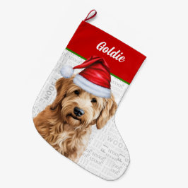ドッグの名前のクリスマスゴルデンドール ラージクリスマスストッキング