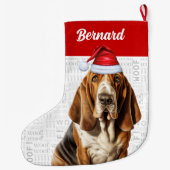 ドッグの名前のクリスマス・バセット・ハウンド ラージクリスマスストッキング (裏面)