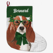 ドッグの名前のクリスマス・バセット・ハウンド ラージクリスマスストッキング (正面)