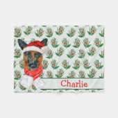 ドッグの名前を持つドイツのクリスマスシェパード フリースブランケット (正面(横))