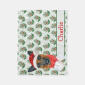 ドッグの名前を持つドイツのクリスマスシェパード フリースブランケット (正面)