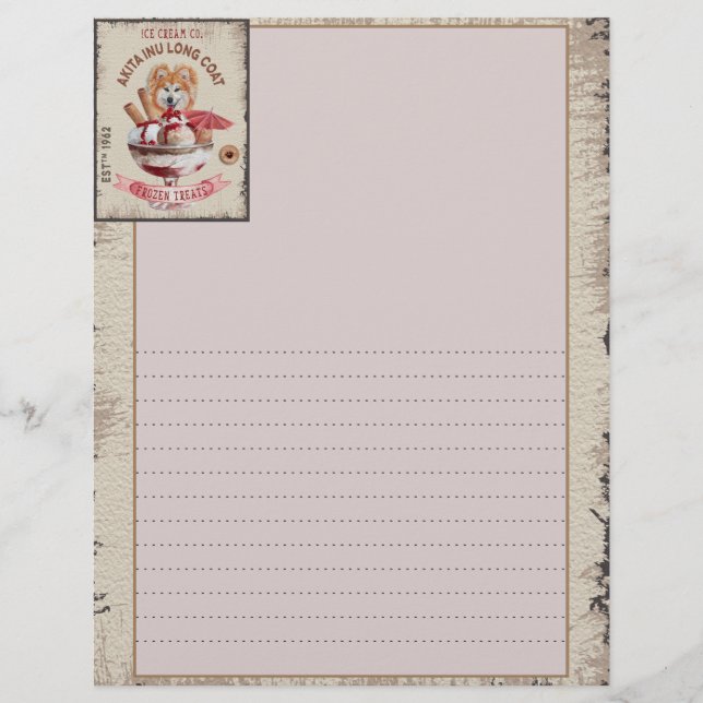 ドッグアイスおもしろいクリーム秋田犬ロングコート レターヘッド (正面)