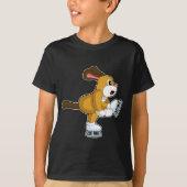 ドッグアイススケートで滑るアイススケート Tシャツ (正面)