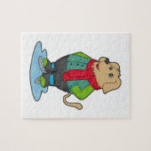 ドッグアットアイススケートで滑るとアイススケート ジグソーパズル (横)