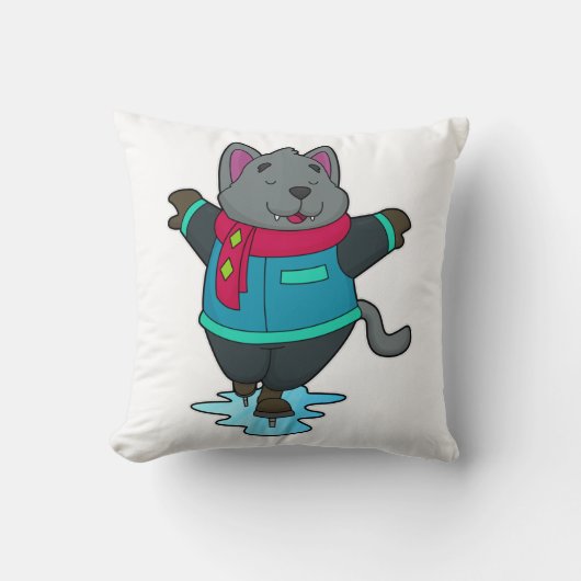 ドッグアットアイススケートで滑るとアイススケート&スカーフ クッション (正面)