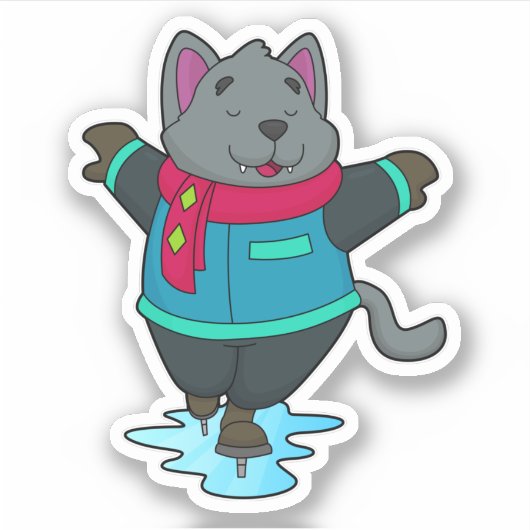 ドッグアットアイススケートで滑るとアイススケート&スカーフ シール (正面)