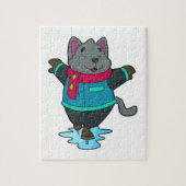 ドッグアットアイススケートで滑るとアイススケート&スカーフ ジグソーパズル (縦)