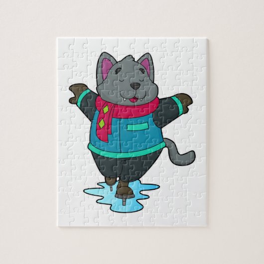 ドッグアットアイススケートで滑るとアイススケート&スカーフ ジグソーパズル (縦)