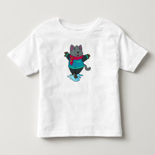 ドッグアットアイススケートで滑るとアイススケート&スカーフ トドラーTシャツ