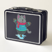 ドッグアットアイススケートで滑るとアイススケート&スカーフ メタルランチボックス (裏面)