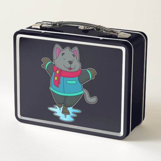 ドッグアットアイススケートで滑るとアイススケート&スカーフ メタルランチボックス (裏面)