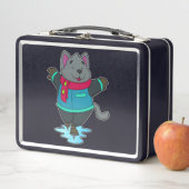 ドッグアットアイススケートで滑るとアイススケート&スカーフ メタルランチボックス (インサイチュ)