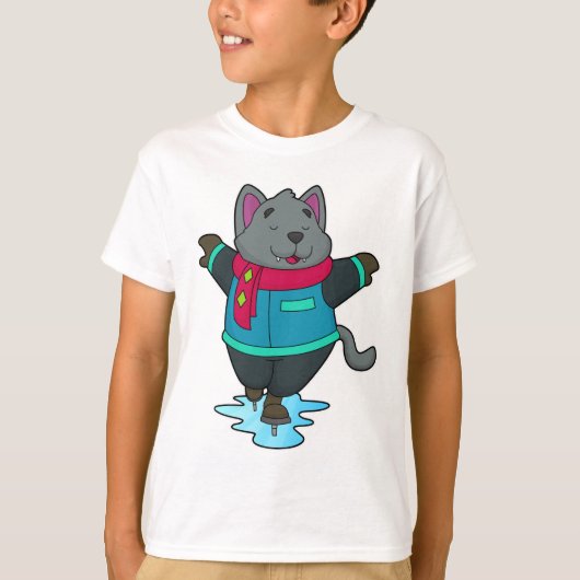ドッグアットアイススケートで滑るとアイススケート&スカーフ Tシャツ (正面)