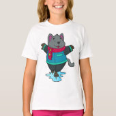 ドッグアットアイススケートで滑るとアイススケート&スカーフ Tシャツ (正面)