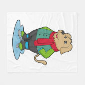 ドッグアットアイススケートで滑るとアイススケート フリースブランケット (正面(横))