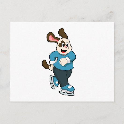 ドッグアットアイススケートで滑るとアイススケート ポストカード (正面)