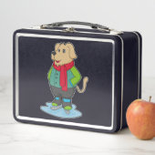 ドッグアットアイススケートで滑るとアイススケート メタルランチボックス (インサイチュ)