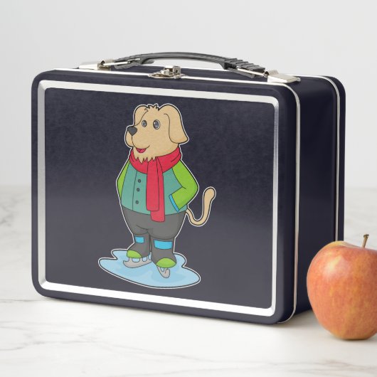 ドッグアットアイススケートで滑るとアイススケート メタルランチボックス (インサイチュ)